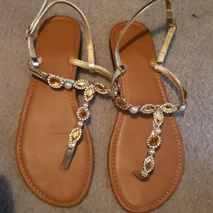 Gold & Nude Jewel sandal